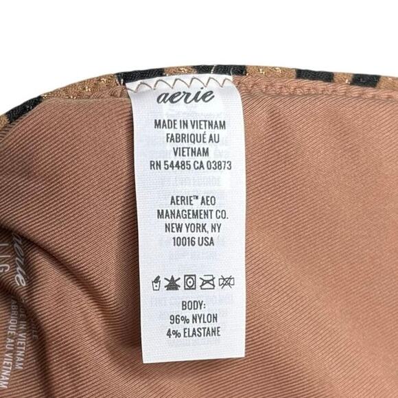 Aerie Tiger Stripe Bikini Top M – Textured Animal Print, V-Neck, Tie Back - Picture 5 of 6